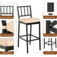 thumbnail image 6 of Metal Dining Bar Stools, Outdoor Bar Height Stool, Indoor Outdoor Stools with High Back & Cushions, Black Matte Finish, 29" Barstools for Patio, Bistro(2 Slat back stools with cushions, Black), 6 of 6