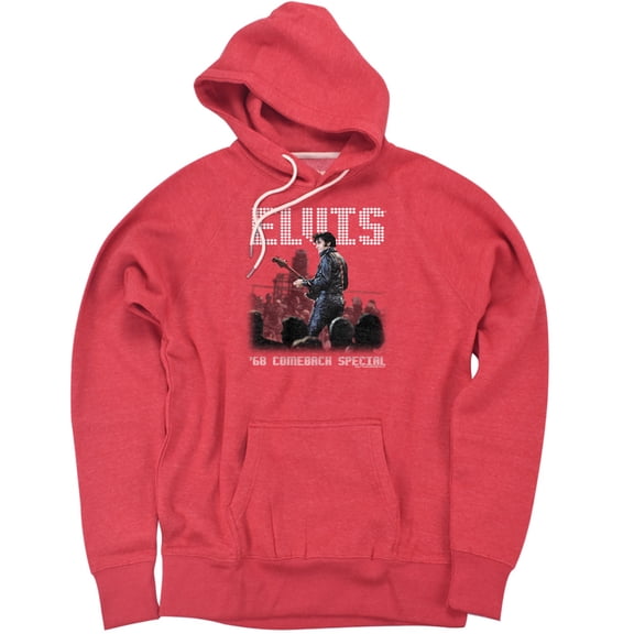 Elvis Presley Return Of The King Unisex Adult Slim Fit Pull-Over Heather Hoodie, Red, Small