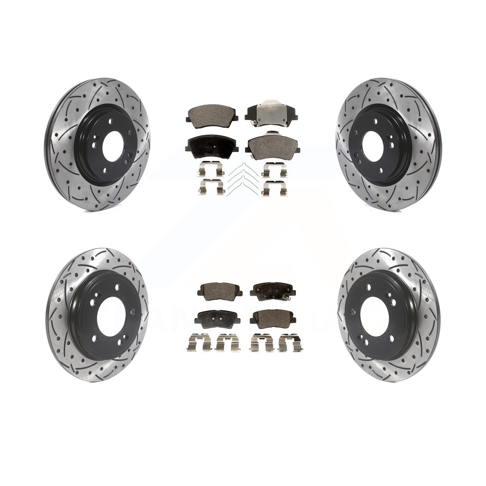 Front Rear Coated Drilled Slotted Disc Brake Rotors And SemiMetallic