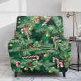 thumbnail image 2 of Renewold Christmas Holly Candy Cane Green Stretch Recliner Cover Non-Slip Recliner Slipcover 4 Pieces Soft Lazy Boy Recliner Chair Cover with Pocket and Elastic Bottom for Christmas Home Decor, 2 of 8