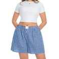 thumbnail image 3 of Cueply Women's Plus Size Plaid Shorts Cotton Button Gingham Lounge Shorts Summer Casual Beach Shorts with Pockets, 3 of 7