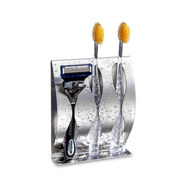 Un soporte plateado para cepillos de dientes con 3 orificios, soporte para cepillos de dientes montado en la pared, soporte para cepillos de dientes de acero inoxidable, soporte para cepillos de