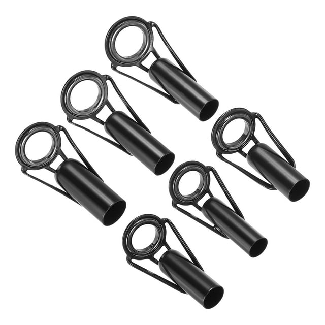 Unique Bargains Kit de Réparation de Pointe de Canne à Pêche en Acier Inoxydable 6-10mm, Remplacement de Guide d'Anneau de Canne pour Pêche, Noir 6 Pack