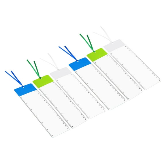 Uxcell Bookmark Magnifier Ruler 3X Magnifying Sheet Page Magnifier Lens for Low Vision People Reading 3 Color 6 Pack