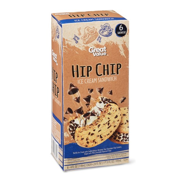 Great Value Hip Chip Ice Cream Sandwich 4 Fl Oz 6 Count Walmart Com