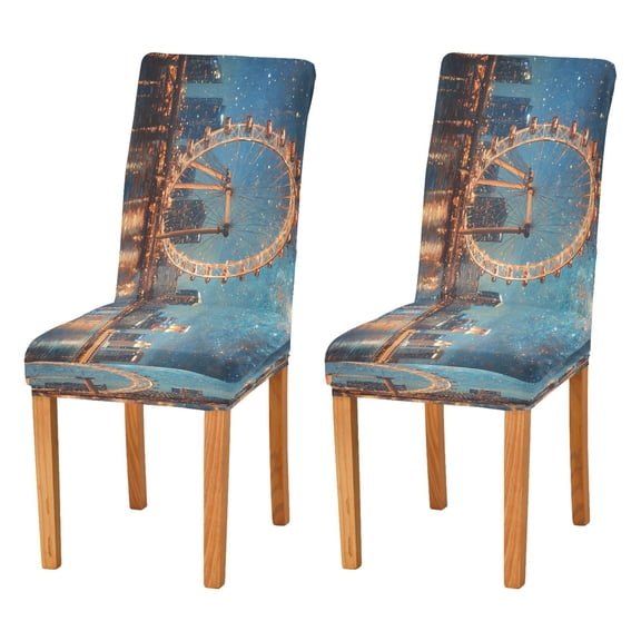 BZSMCE Chairs Slipcovers Dining Chair Covers Ferris Wheel Painting under Dark Creative Pattern