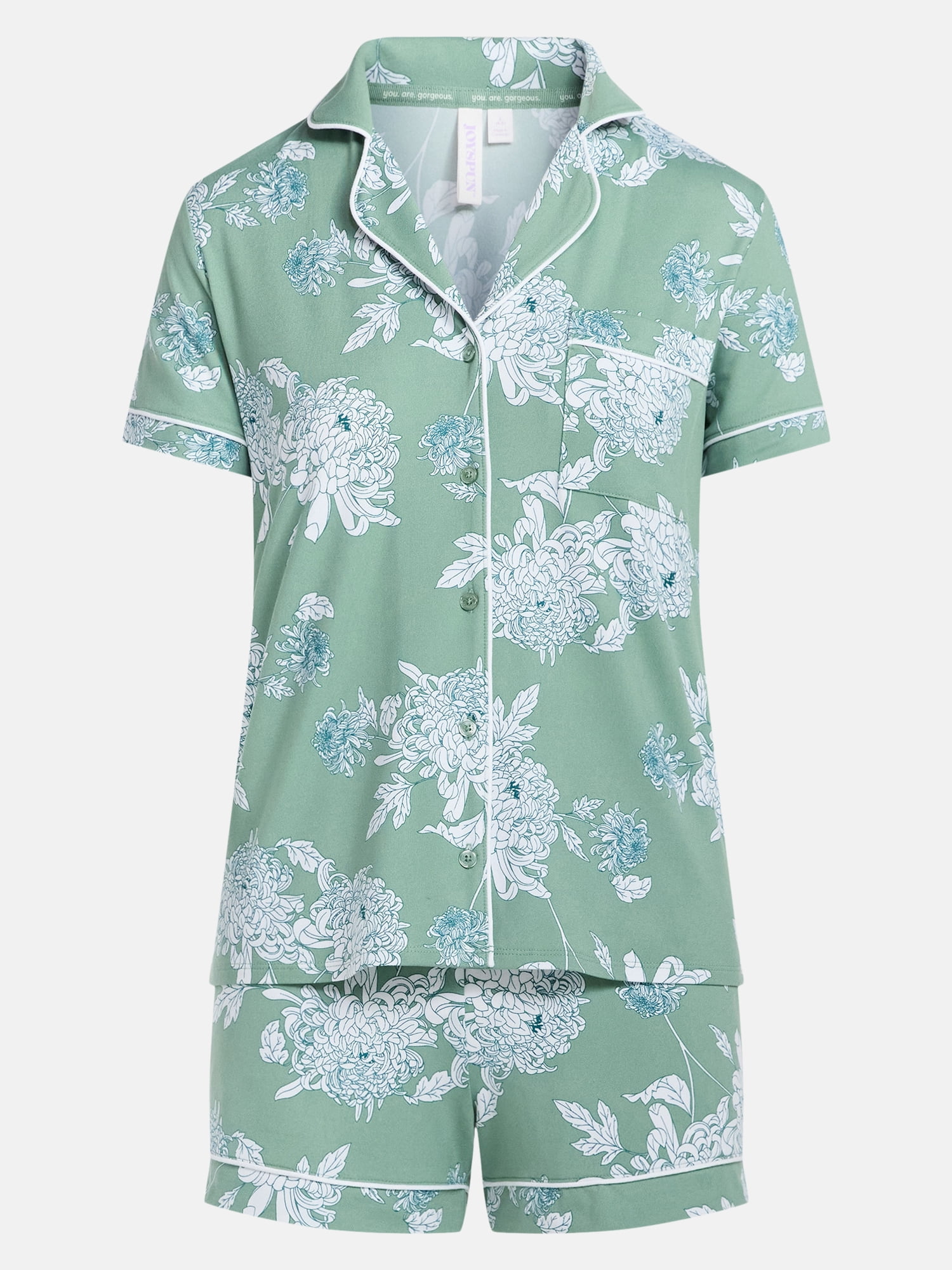 Joyspun Women's Dreamy Soft Collection Notch Collar Top and Shorts Pajama Set, 2-Piece, Sizes XS-3X