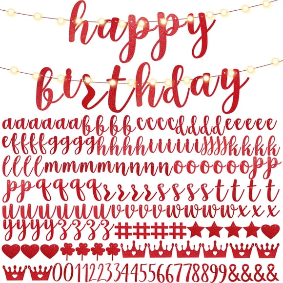 Kit de pancartas TaoBary Happy Birthday para bricolaje con 162 letras rojas