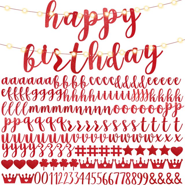 Kit de pancartas TaoBary Happy Birthday para bricolaje con 162 letras rojas