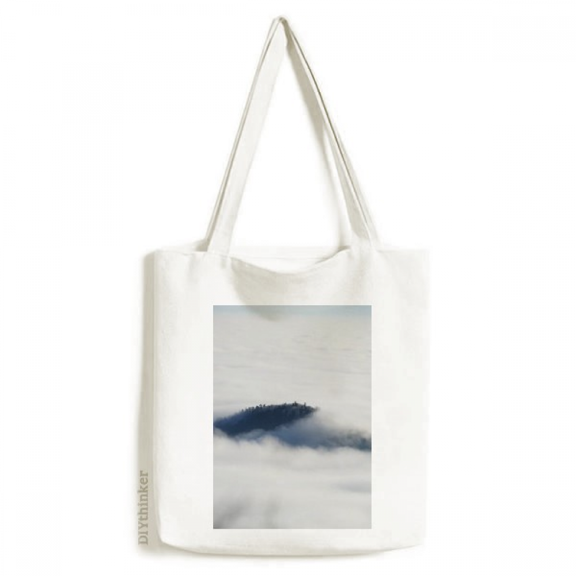 Clouds Fog Sky Mountain Nature Forest Tote Canvas Bag Shopping Satchel Casual Handbag
