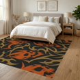 thumbnail image 3 of ODIKA 6'x9' Washable Area Rug Orange Black Gothic Skulls and Flames Design Intricate Motif with Fiery Skull for Family Room, Living Room, Master Bedroom, Non-Slip, Easy Care, 3 of 7