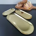 thumbnail image 4 of Stainless Steel Towel Tableware Storage Tray Nordic Style Oval Tray Homewares Golden-L, 4 of 6