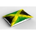 thumbnail image 2 of Ambesonne Jamaican Pillow Sham 2 Pack, Triangle Polygon Flag, 36"x20", Yellow Green Green Brown, 2 of 3