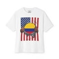 thumbnail image 4 of Colombia Flag + USA Flag Pride T-shirt | Colombian + American Flag Rip 4th Of July | Funny Viral Latino Tees | Unisex - 4 Colors, 4 of 8