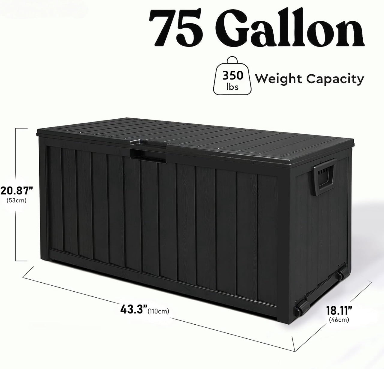 75 Gallon Waterproof Outdoor Storage Box, Resin Deck Box, Delivery Box for Package Delivery