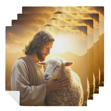 

Facannap Sheep Man Sunlight Cloth Napkins for Farmhouse Party Dining Table Decor Washable Napkins Hotel Home Banquet Atmosphere Embellishment Polyester Set of 6 2 PCS