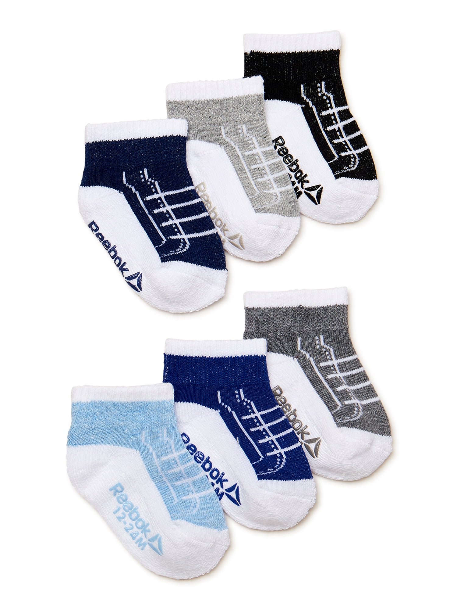 Reebok Toddler Boys Quarter Socks, 6-Pack, 2-4T