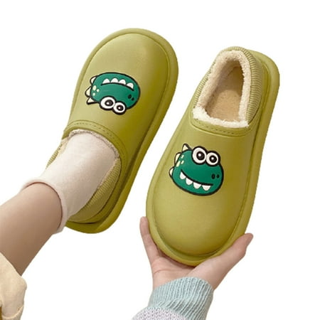 

Waterproof Dinosaur Slippers Cute Warm Cozy Shoes Slip-on Slippers for Women Girl Winter Supply 40/41 Grass Green