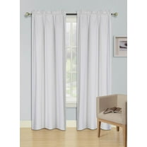 Persian Collection Matte (Not Shiny) 2 Panels White Solid Blackout Thermal Rod Pocket Foam Lined Window Curtain Drape R64 108 Length