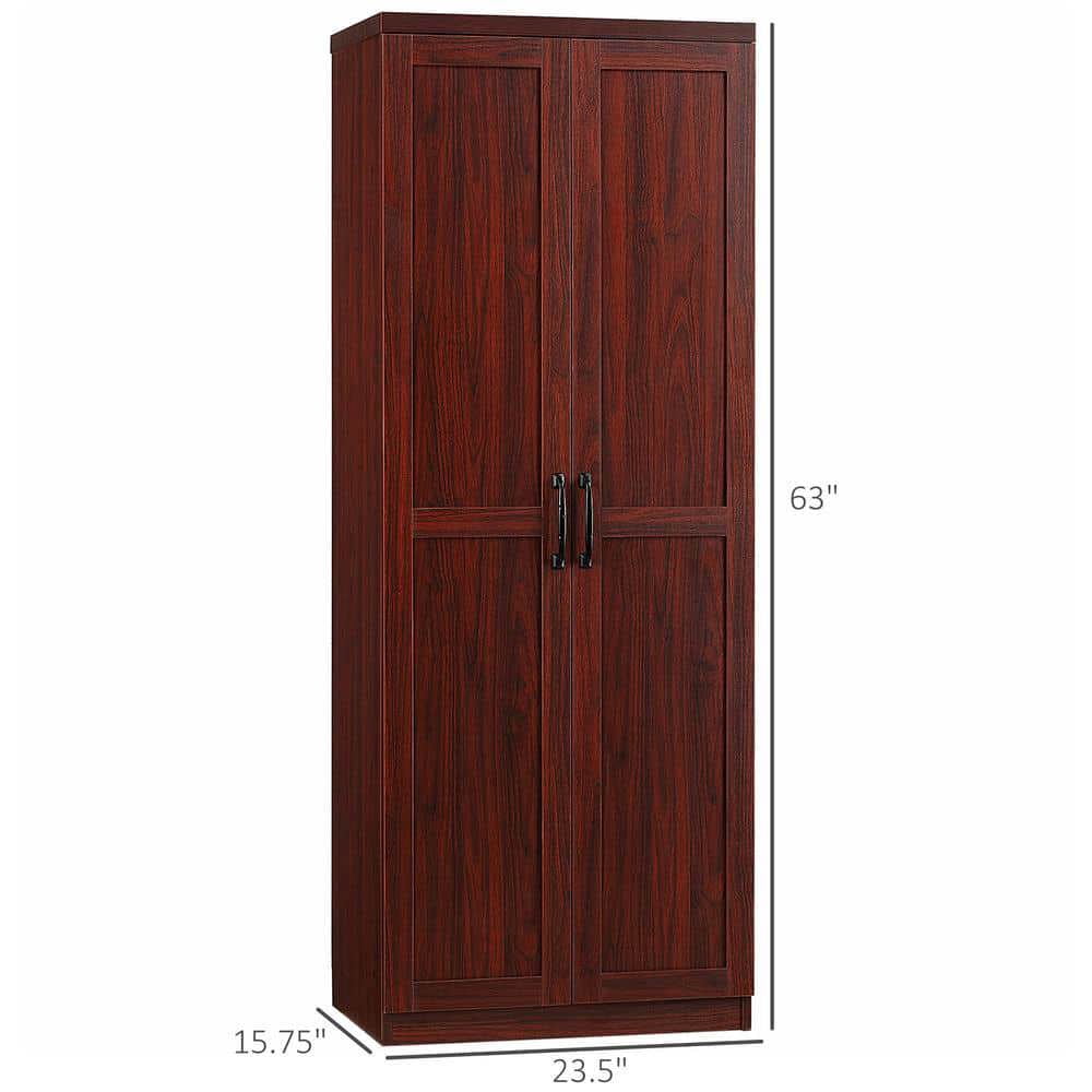 Yardi Yarda 63" 2-Door Kitchen Pantry with 5-tier Shelving and 2 Adjustable Shelves, Freestanding Storage Cabinet for Indoor, Brown