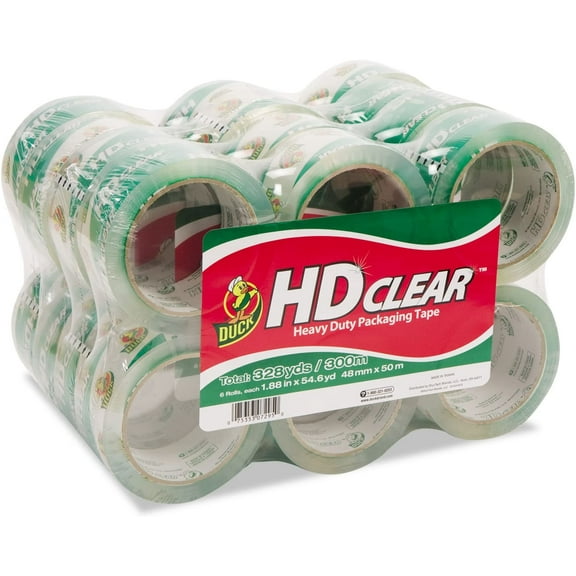 Duck Heavy-Duty Carton Packaging Tape, 3" Core, 1.88" X 55 Yds, Clear, 24/Pack