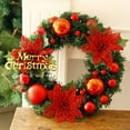 thumbnail image 2 of 12inch Happy Christmas Wreath Farmhouse Natural Floral Wreath, Round Door Wreath, Artificial Wreath for Front Door,Decor Wreath Wall Window Decor and Festival Celebration, 2 of 3