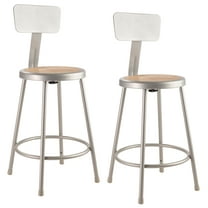 (Pack of 2) NPS 24" Heavy Duty Steel Stool With Backrest, Grey
