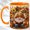 Orange, variant on Jeweled Gnome Coffee Mug, Autumn Harvest Mug, Ceramic 11 oz