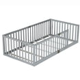 thumbnail image 4 of Miniyam Twin Size Floor Bed with High Safety Fence for Kids, Gray, 4 of 7