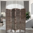 thumbnail image 7 of 4 Panel Room Divider with Shutter Design in Weathered Brown, 7 of 7