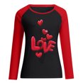 thumbnail image 4 of Día de San Valentín Moda Mujer Casual Manga larga O-cuello Patchwork Impreso Señoras Tops Pompotops  gfhjh15837, 4 of 4