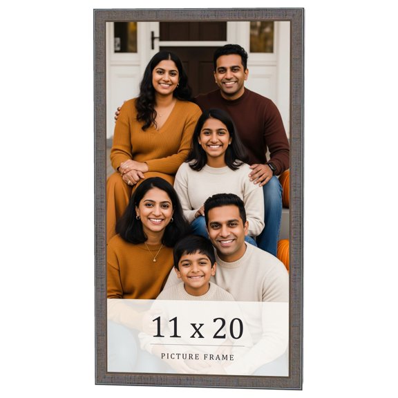 11x20 Frame Blue Kingsley Pewter Solid Wood Picture Frame Width 0.75 Inches |Interior Depth 0.5