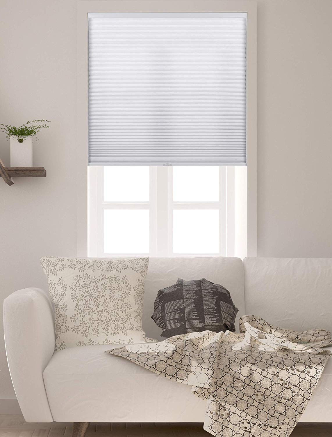 White Dove New Age Blinds Light Filtering Inside Frame Mount Cordless Cellular Shade 26-3//4 x 48-Inch