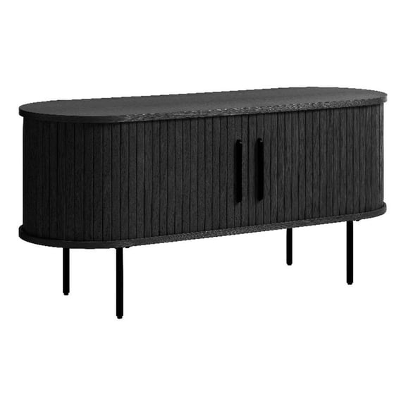 Unique Furniture Engineered Wood Sliding Door 47" TV Lowboard in Black/Oak
