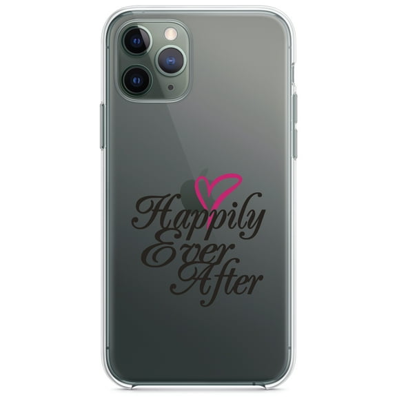 DistinctInk Clear Shockproof Hybrid Case for iPhone 13 PRO (6.1" Screen) - TPU Bumper Acrylic Back Tempered Glass Screen Protector - Happily Ever After Heart