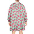 thumbnail image 2 of Pink Strawberry Plants Fruit Green Pattern Wearable Oversized Blanket,Wearable Blanket Hoodie for Adults,Cozy Hooded Blankets with Super Pockets,Super Warm Fuzzy Pullover for Women & Men, 2 of 6