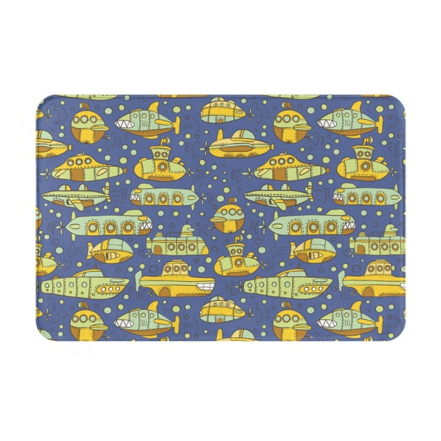 Cauagu Cartoon Submarines Print Front Door Mat for Indoor Entrance 16x24 Inche,Absorbent Doormat Washable Carpet for Bathroom/Garage/Kitchen/Entry/Back