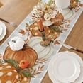 thumbnail image 4 of Pumpkin Leaves Fall Table Runner, Buffalo Plaid Autumn Thanksgiving Harvest Farmhouse Style Table Decoration for Dining, Party, Holiday - 13x36 Inch, Grey Blue, 4 of 6