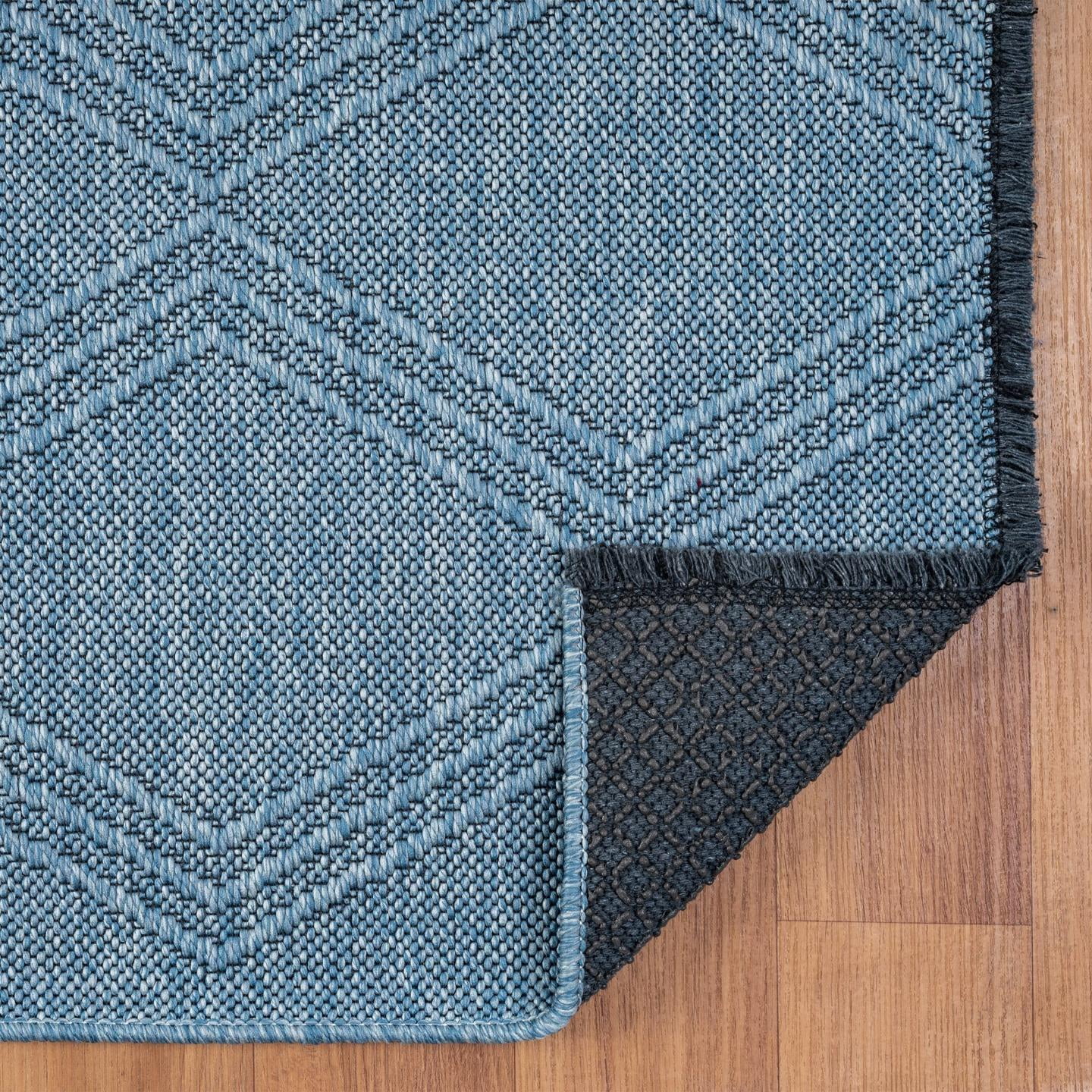 Luxe Weavers Modern Farmhouse Blue 8x10 Washable Area Rug, Anti-Slip Diamond Pattern Carpet