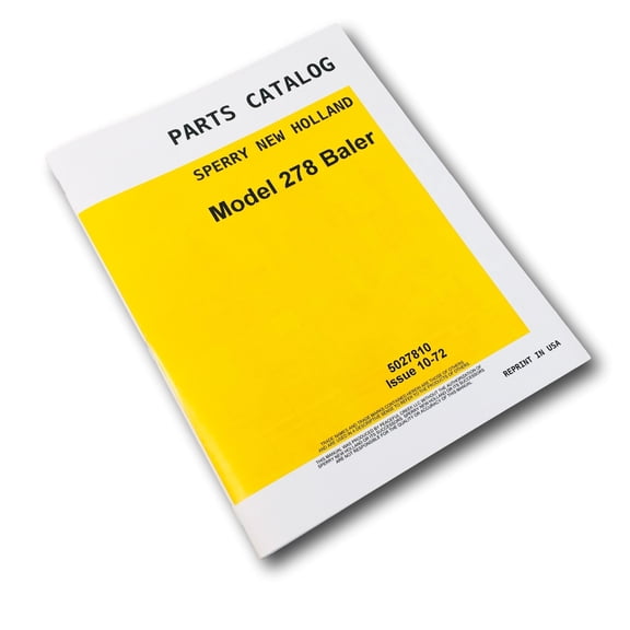 New Holland Model 278 Baler Service Parts Catalog Manual Small Square Baler