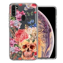MUNDAZE Case For Samsung Galaxy A11 Indie Spring Peace Skull Feathers Floral Butterfly Flowers Phone Cover