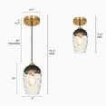 thumbnail image 5 of Savonnerie Modern Contemporary 1-Light Hammered Glass Pendant Light for Kitchen Island Black, 5 of 5