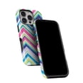thumbnail image 5 of DesignSkinz Scratch-Resistant Hard Slim Case Compatible with iPhone 16 Pro Max (Compatible with MagSafe) - Vibrant Pink & Blue Layered Chevron Pattern, 5 of 9