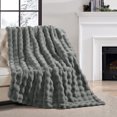 thumbnail image 4 of Home Soft Things Bubble Textured Faux Fur Throw Blanket, Cozy & Reversible, 50x60", Grey, 4 of 7