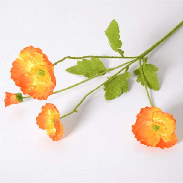 Xiao Hua 6 flores artificiales de amapola de maíz, flores falsas, flores artificiales para decoración de bodas