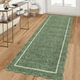 thumbnail image 1 of Garvee Scalloped Runner Rugs Modern Bordered Rug, 2x6 Washable Rugs Non-Slip Non-Shedding Rugs Low Pile Indoor Carpet for Hallway Bedroom Entryway Laundry Room, Green, 1 of 8