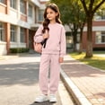 thumbnail image 4 of BXJX Girls Cotton Outfit Sets Long Sleeve, School 2 Piece Pullover Sweatshirts and Jogger Pants Sets Pink Size 7-8 T, 4 of 9