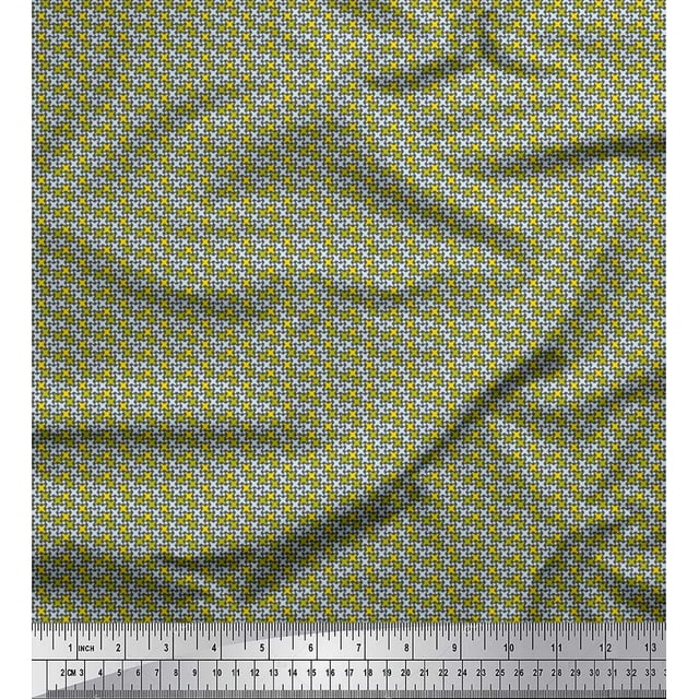 Soimoi Georgette Viscose Fabric Diamond & Cross Sign Shirting Decor Fabric Printed Yard 42 Inch Wide