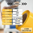 thumbnail image 4 of MMBM Yellow Cast Stretch Wrap 20" x 1000' 80 Gauge 4 Rolls Opaque Film with Handles for Wrapping and Palletizing, 4 of 7