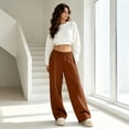 thumbnail image 6 of VV AVEORS Wide Leg Sweatpants Women Baggy High Waisted Gym Workout Joggers Elastic Waist Track Pants Brown M, 6 of 7